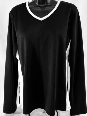K-Swiss Black and White V-Neck Top XL Athletic Tennis Volley Triathlon **